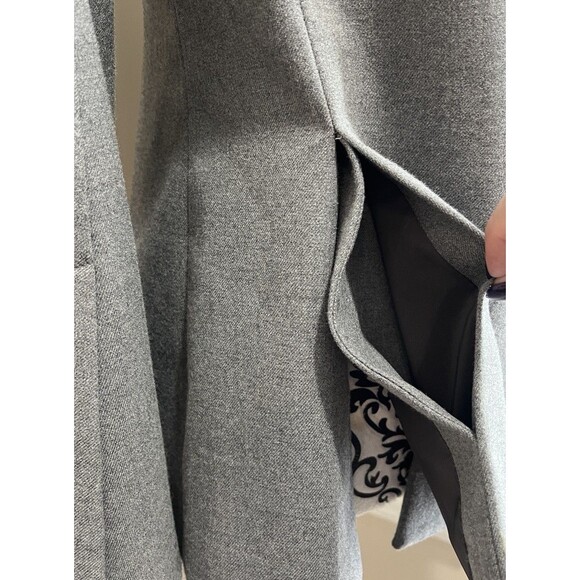 Banana Republic Gray Removable Faux Fur Collar Blazer Sz 4 Office Siren Mob Wife - Picture 9 of 15